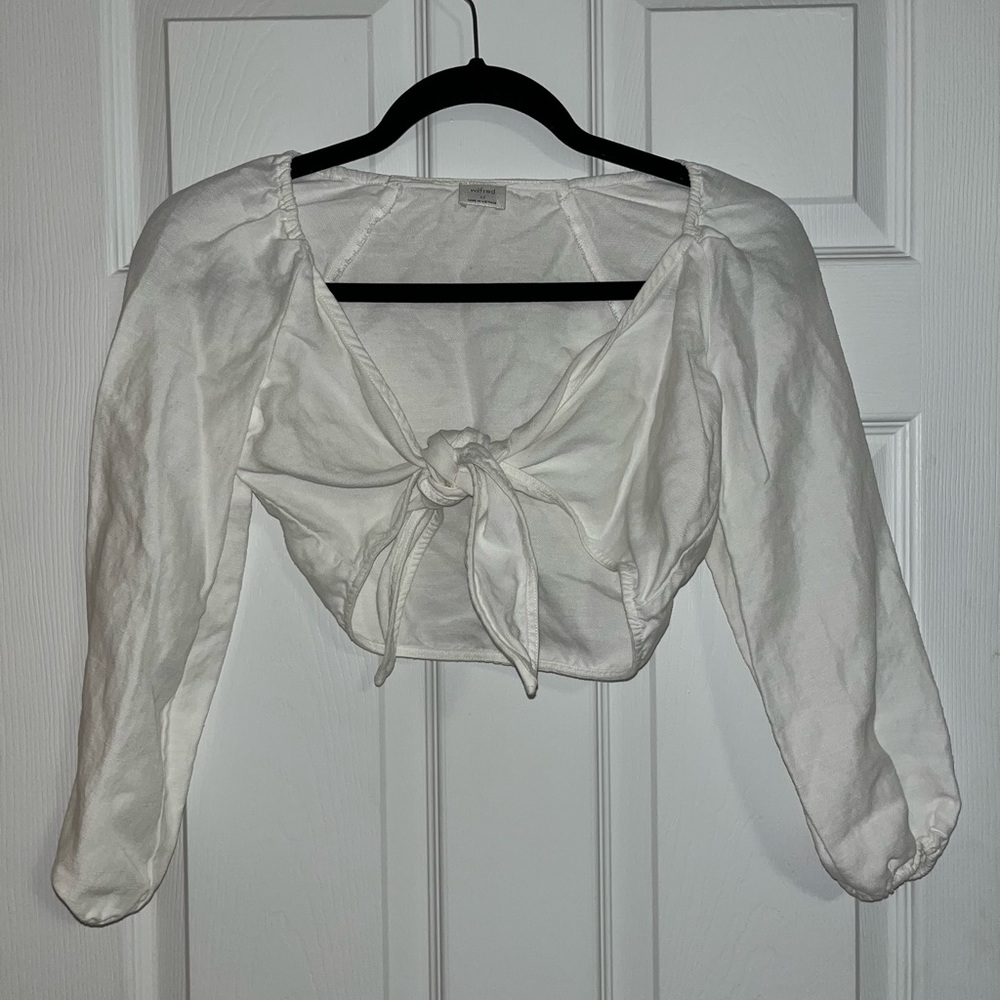 Aritzia Wilfred Linen Tie Blouse